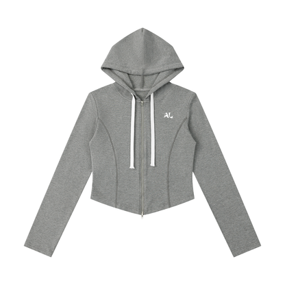 Women's Slim Cropped Full Zip Hoodie